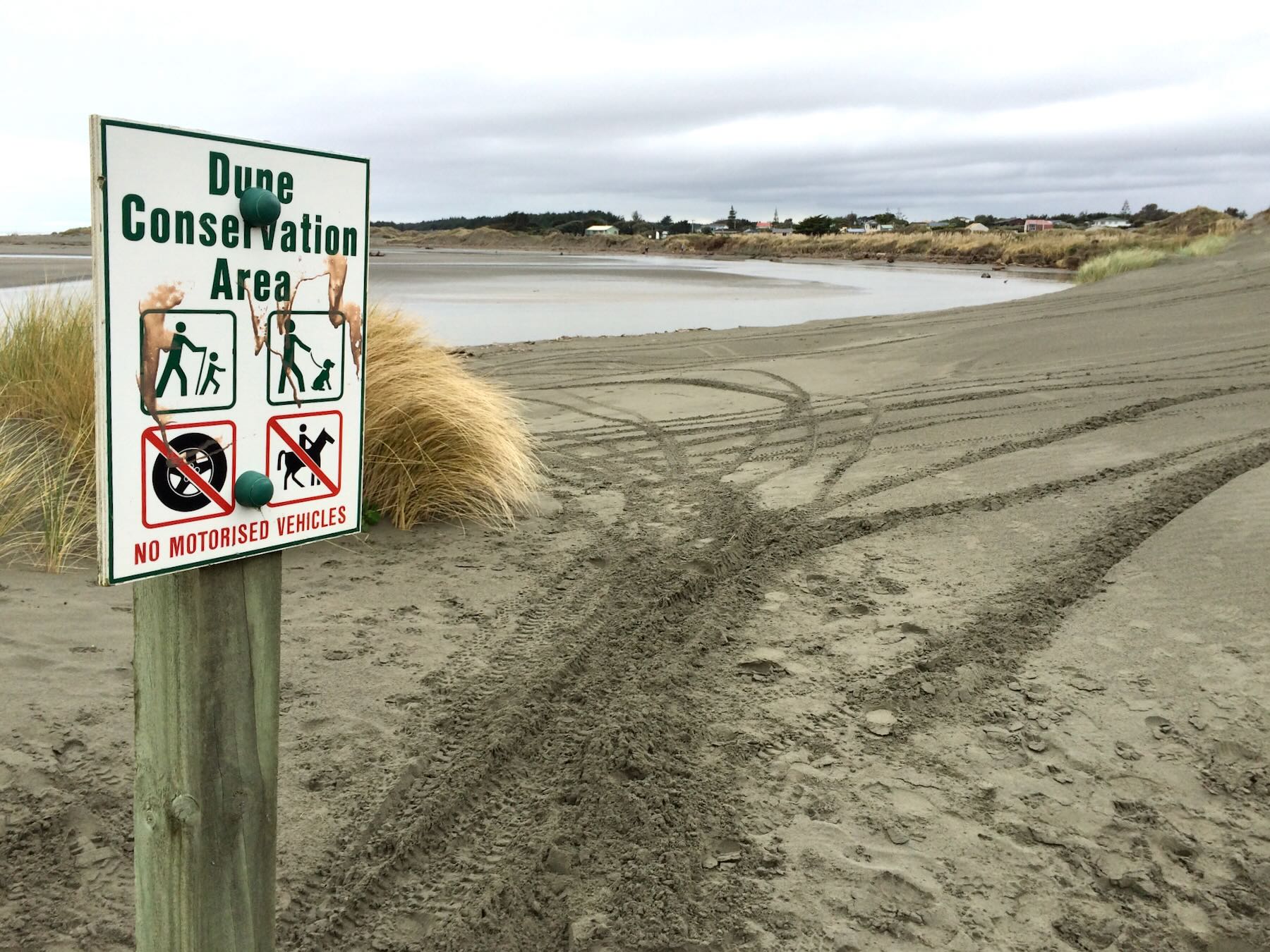 Dune Conservation area sign by north track off Reay Mackay Grove, August 2015. 