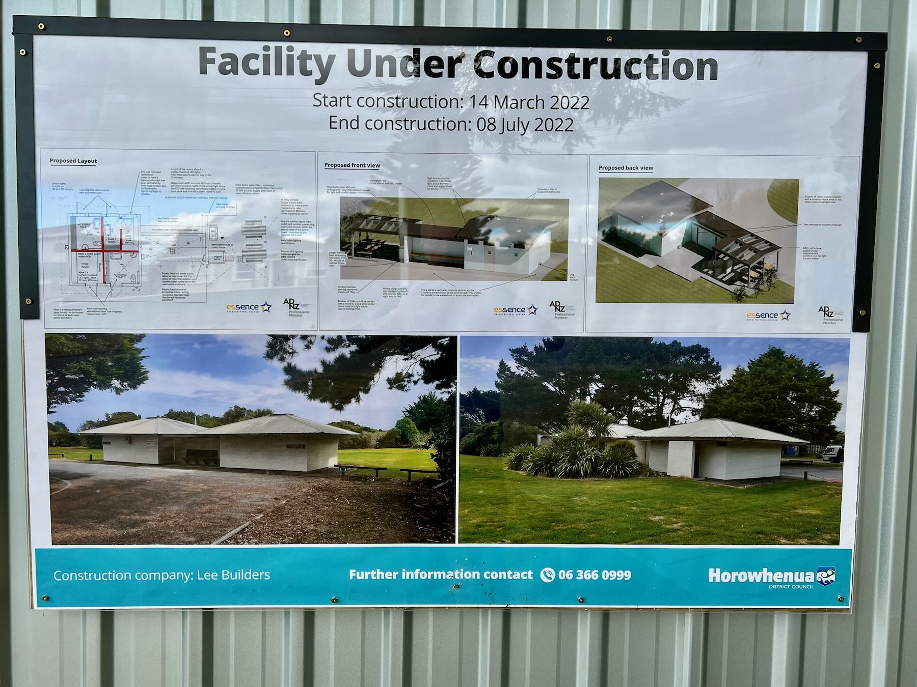 Facility Under Construction information board. 